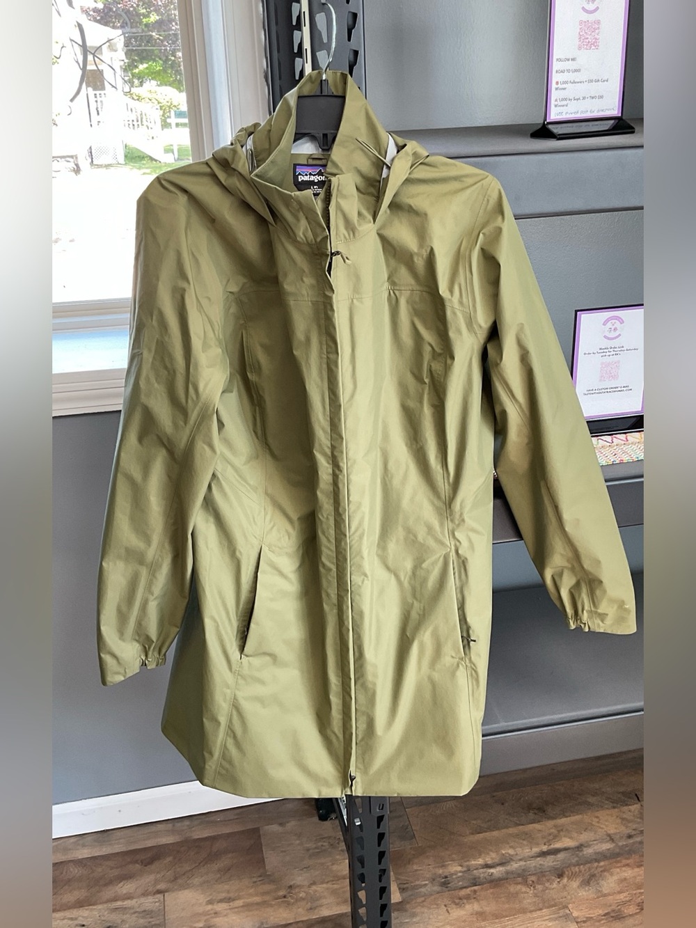 Patagonia Olive Hooded Waterproof Raincoat